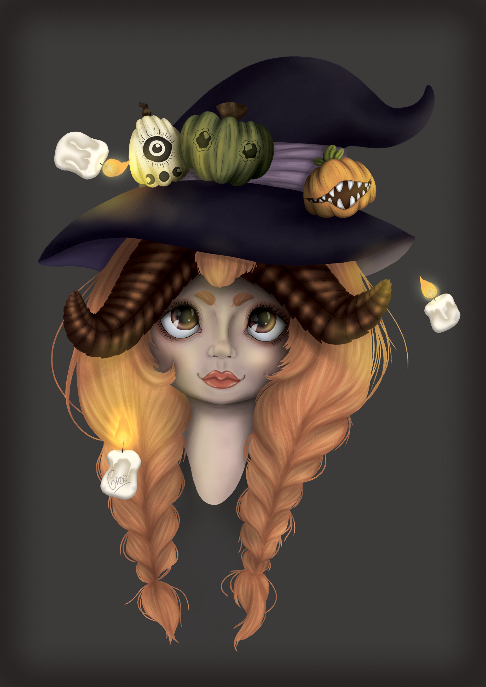 ArtStation - Witch and pumpkin friends