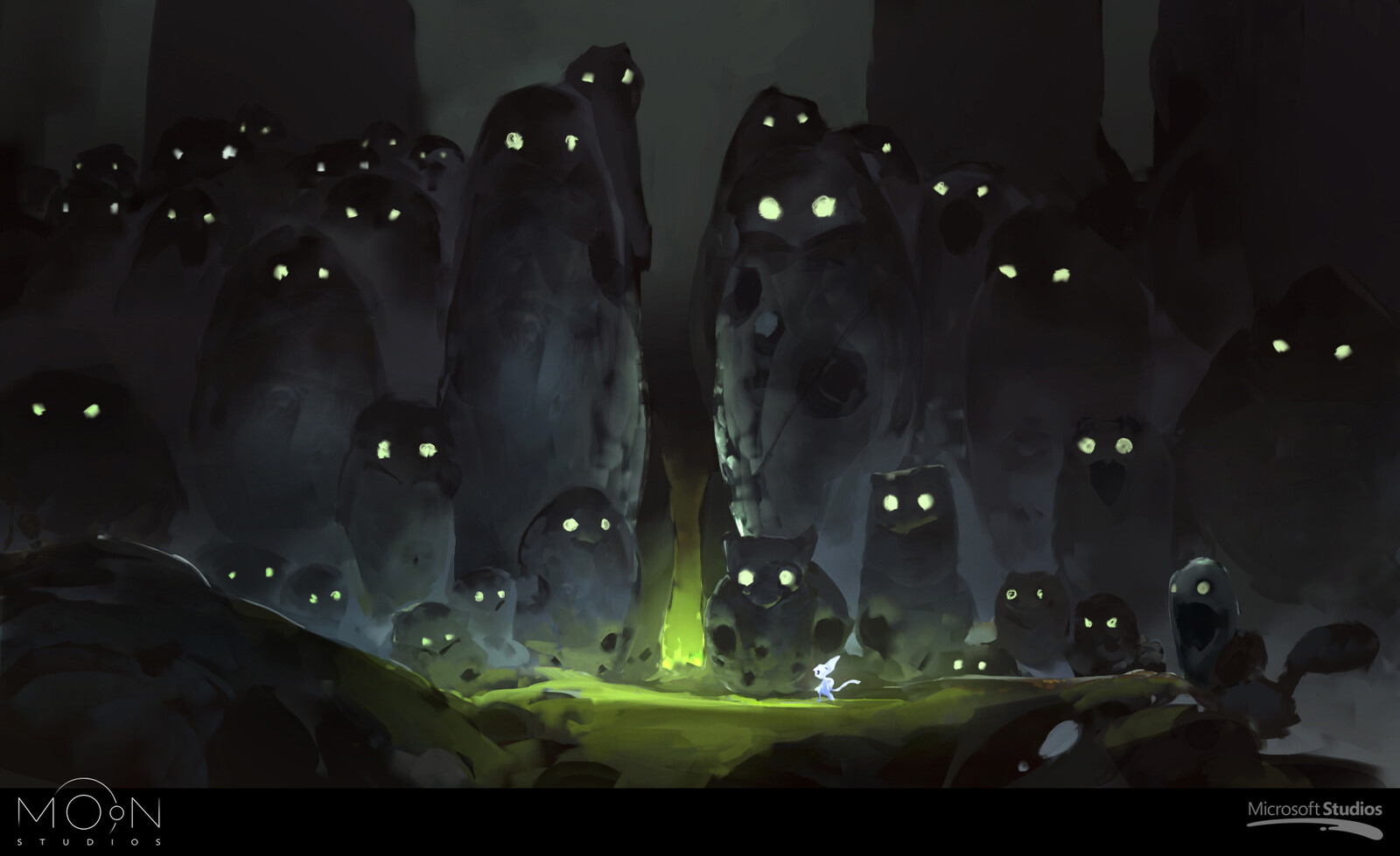 I'm pretty sure that the owls statues and the general idea are based on a sketch done by Oliver Ryan