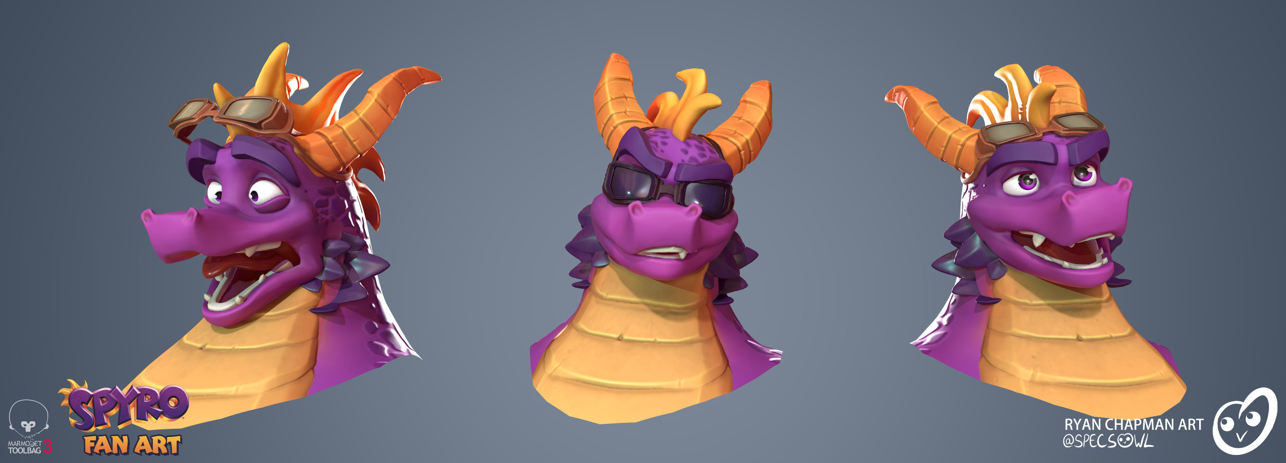 Various faces, sourced from original concept art and Spyro Reignited