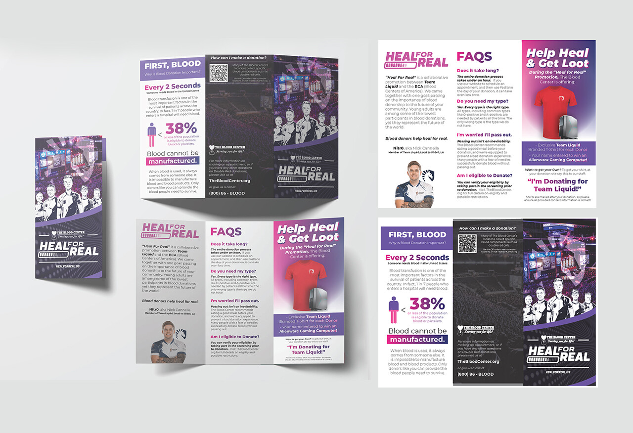 Brochure for the "Heal for Real" Campaign, based on established branding.