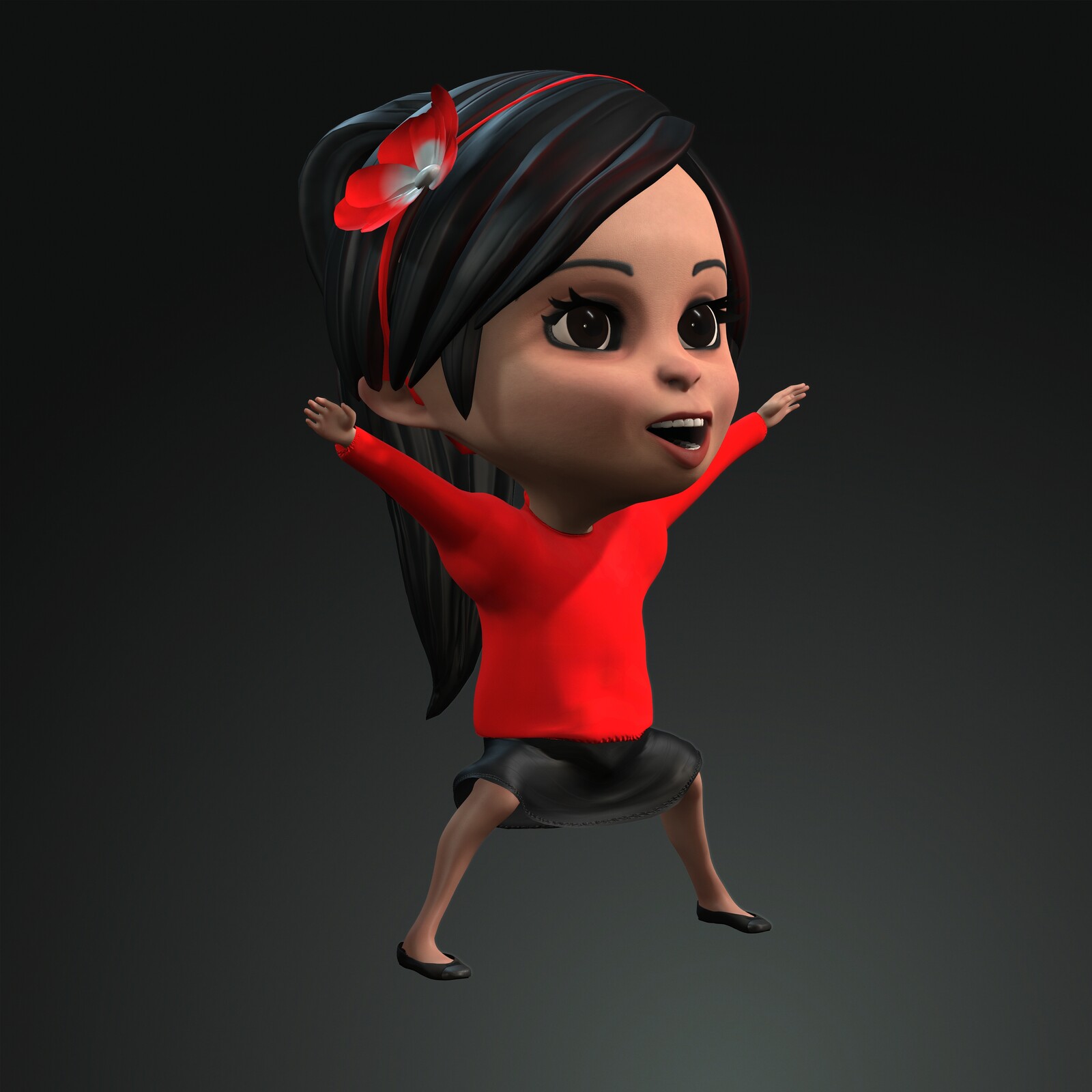 The requirement to make this model was that the face had to be  45 percent and the body 55 percent of the shape of the character. It will be use in Unity for a project in Singapore.