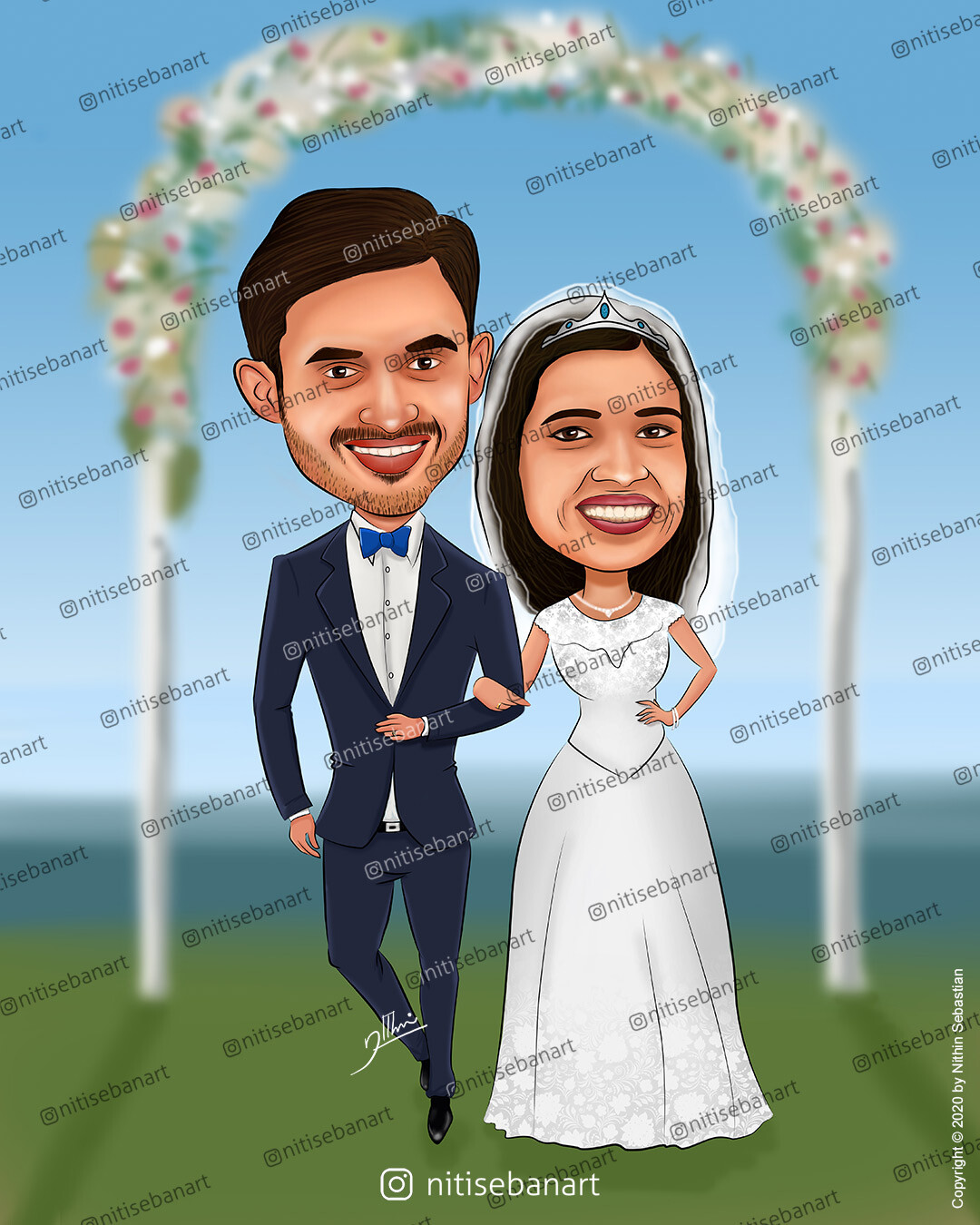 nithin sebastian - Kerala Christian wedding caricature