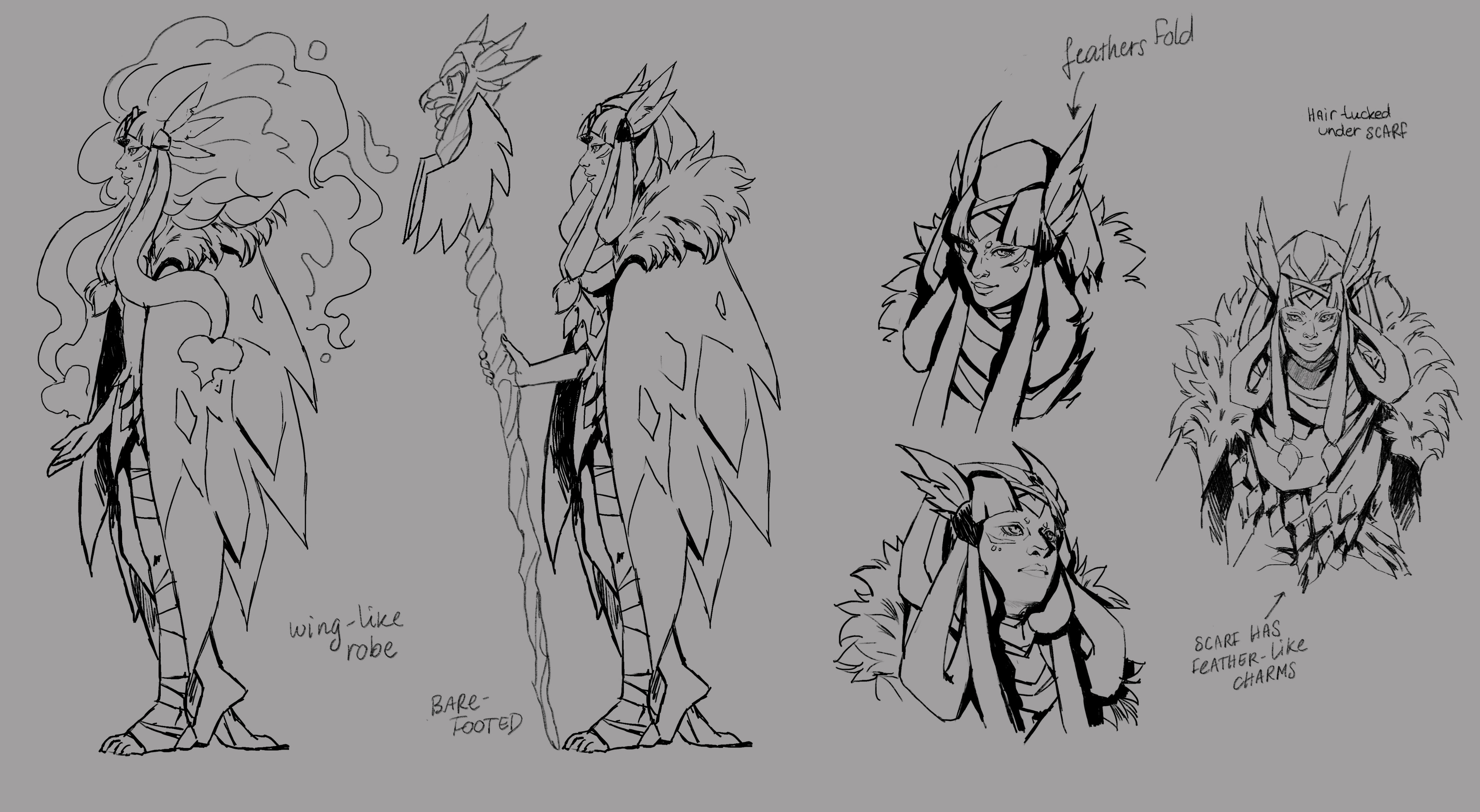some sketches to explore her design further.