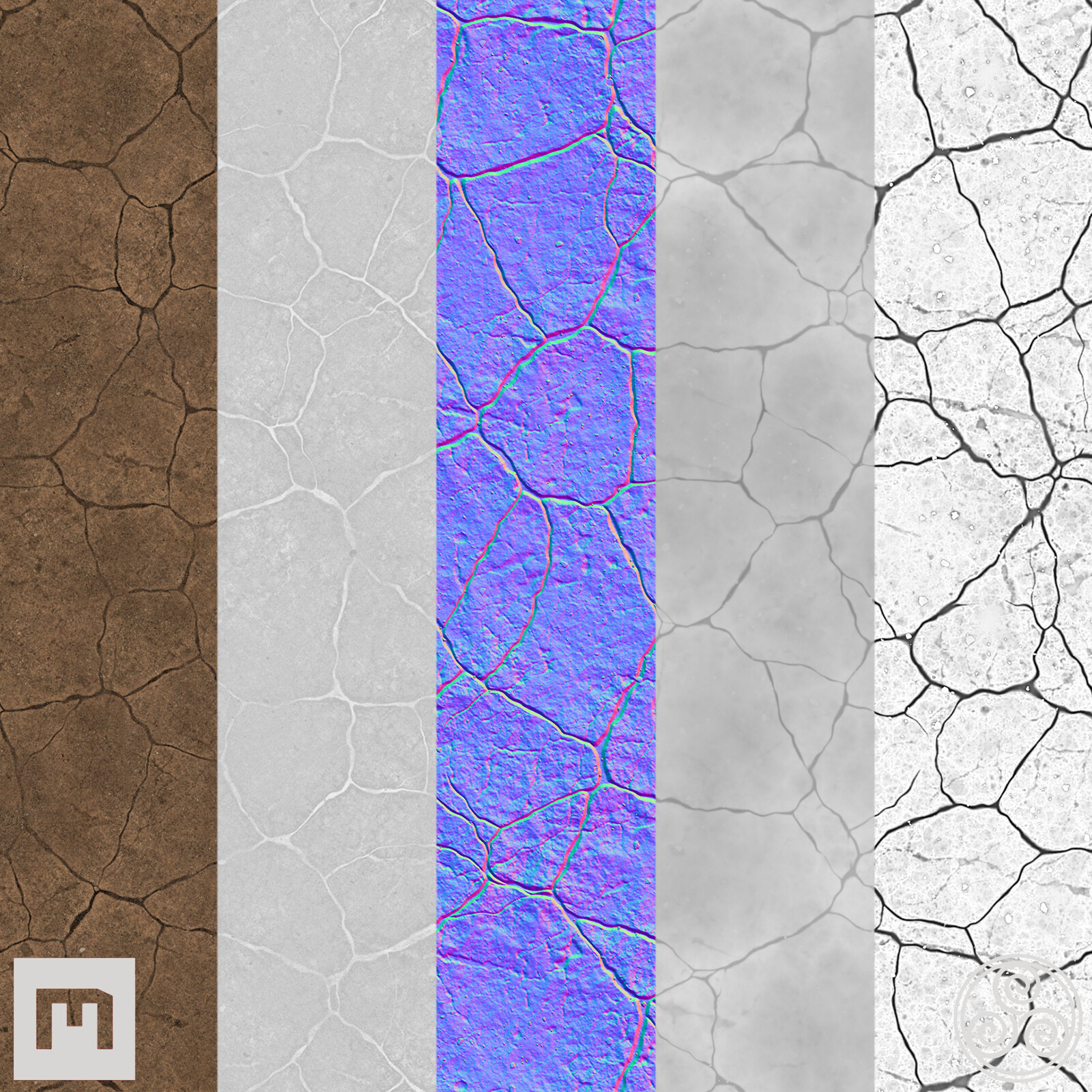 Albedo, Roughness, Normal, Height and AO