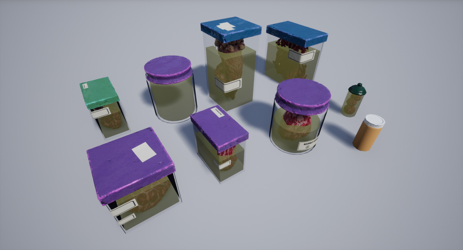 Blueprint Asset : A small jar with Flesh in it + stickers