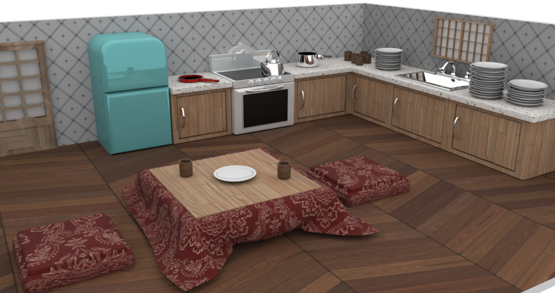 3D Japanese Kitchen 2 by Telutamakaria on DeviantArt