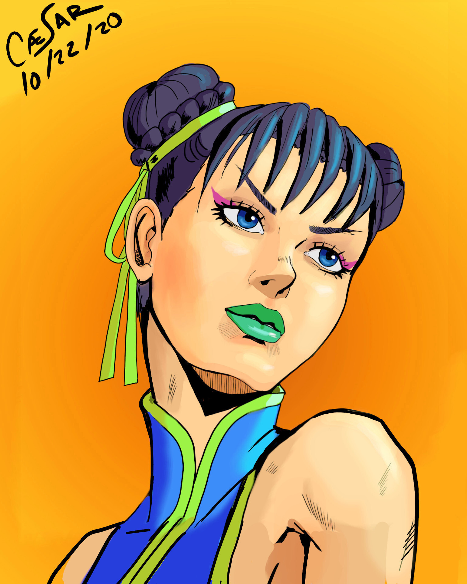 Artstation Portrait 8 Chun Li In Jojo S Bizarre Adventure Style Caesar Ortega