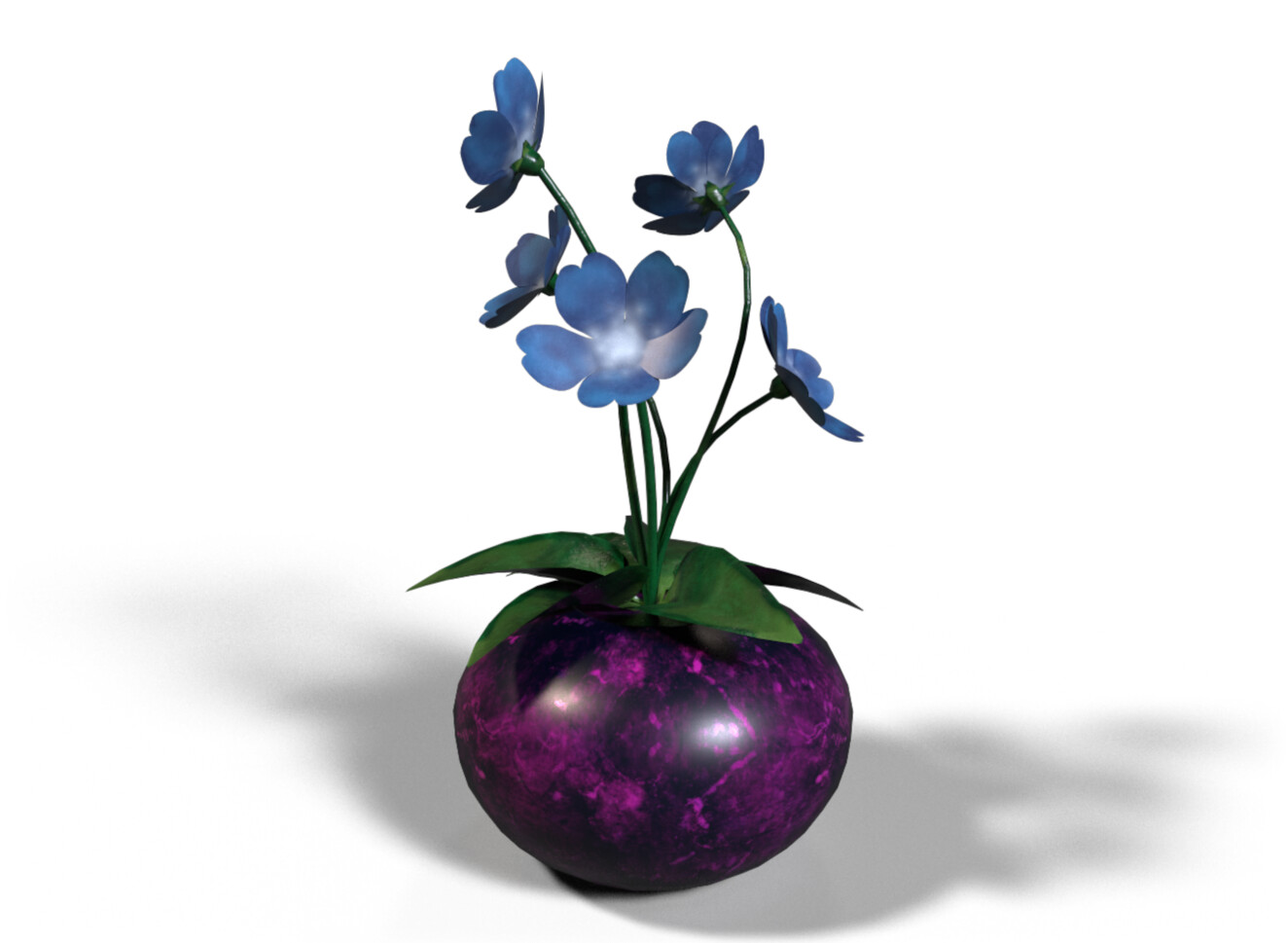 Violet-inspired flowers used in the scene. 