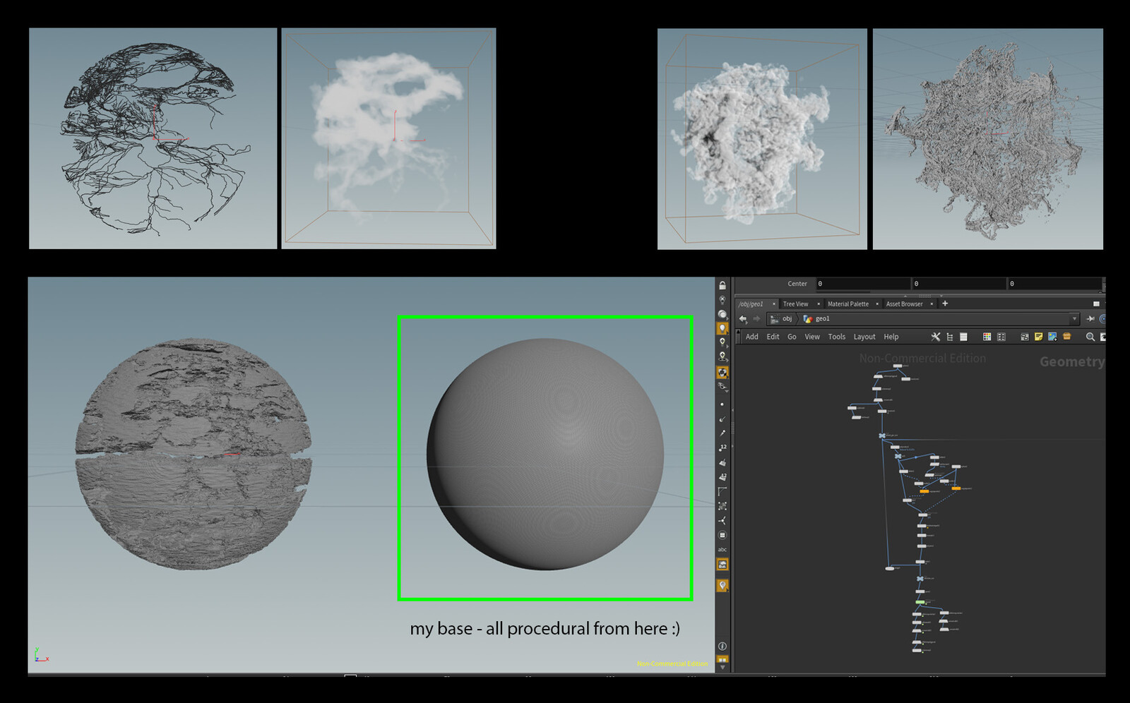 little behind the scenes, all started with a sphere in houdini