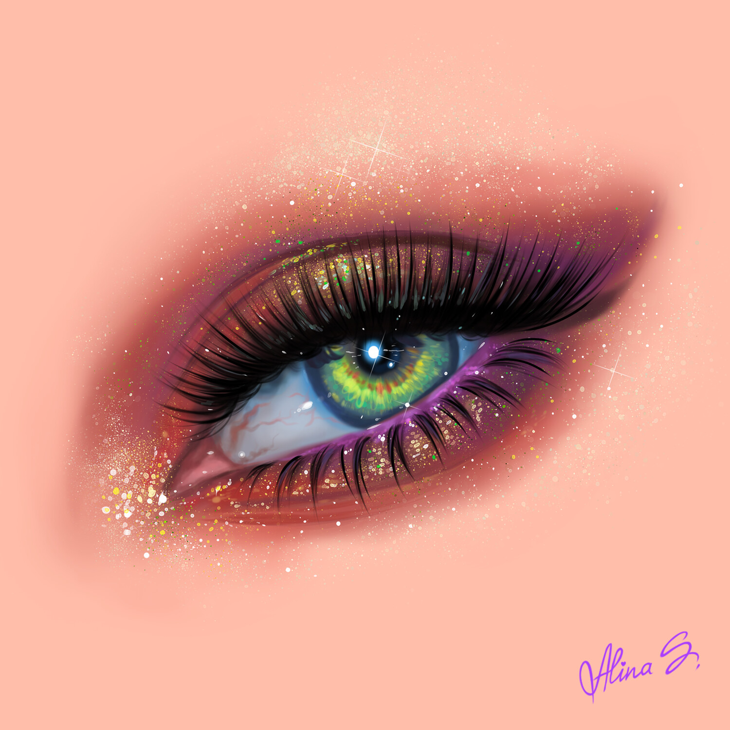 ArtStation - Drawing eye realism glitter shine