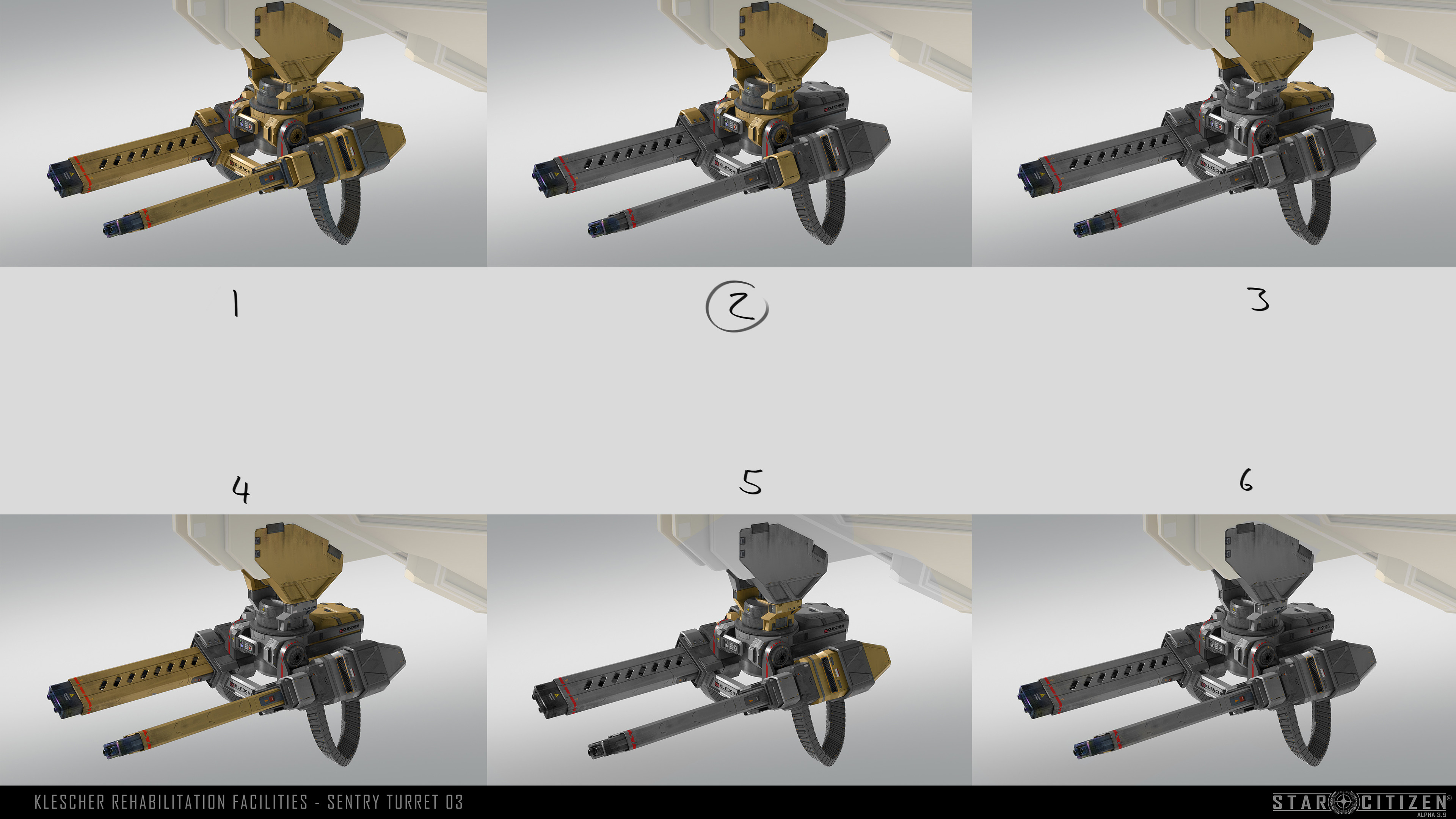 Sentry turrent colour variations