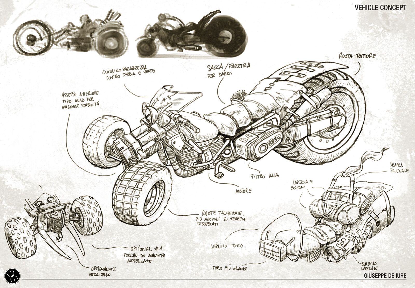 Girl's vehicle, the request was to make a desert vehicle by mixing a motorcycle type of vehicle and a quad.