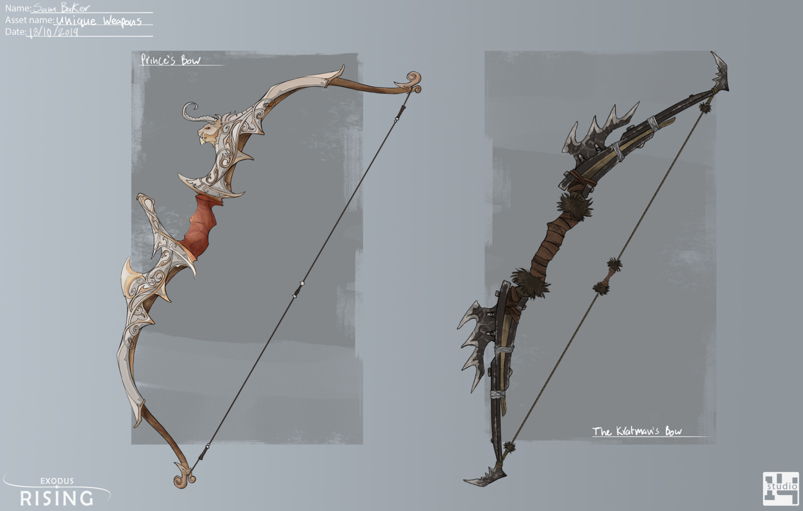 Bows used by the prince of the Aerishian royal family and a masked vigilante.