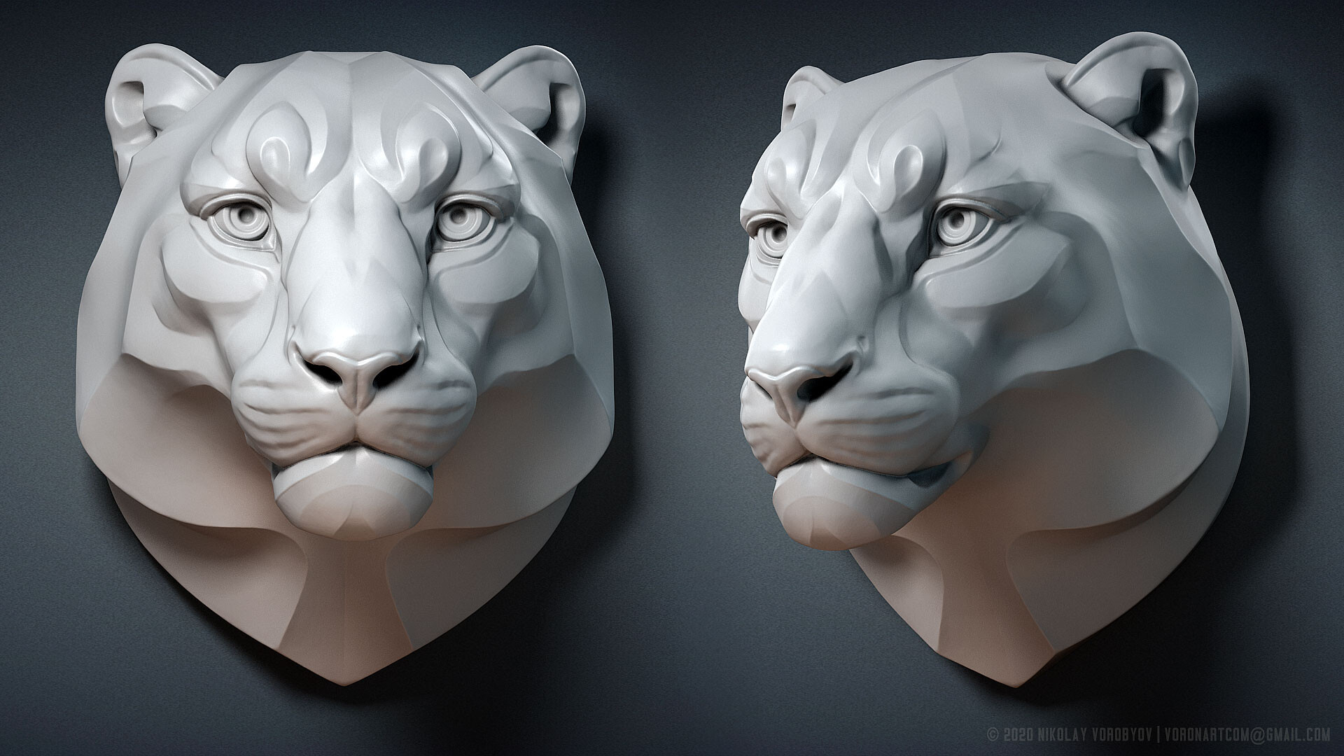 Nikolai Vorobev - Snow Leopard sculpture stylized animal head Nikolai Vorobev - Snow Leopard sculpture stylized animal head