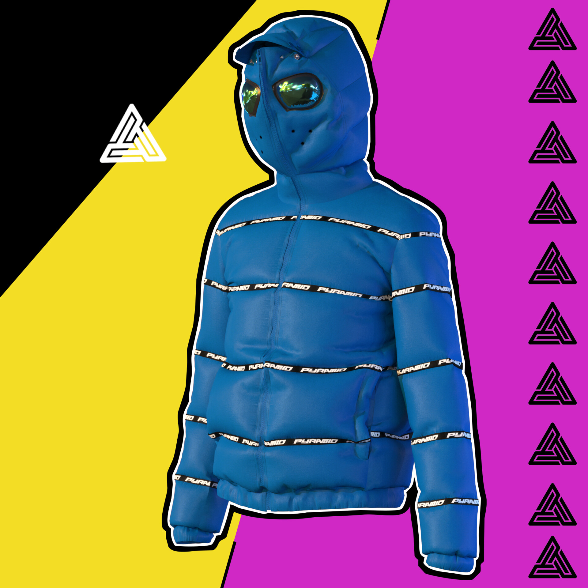 Black pyramid store hoodie with goggles
