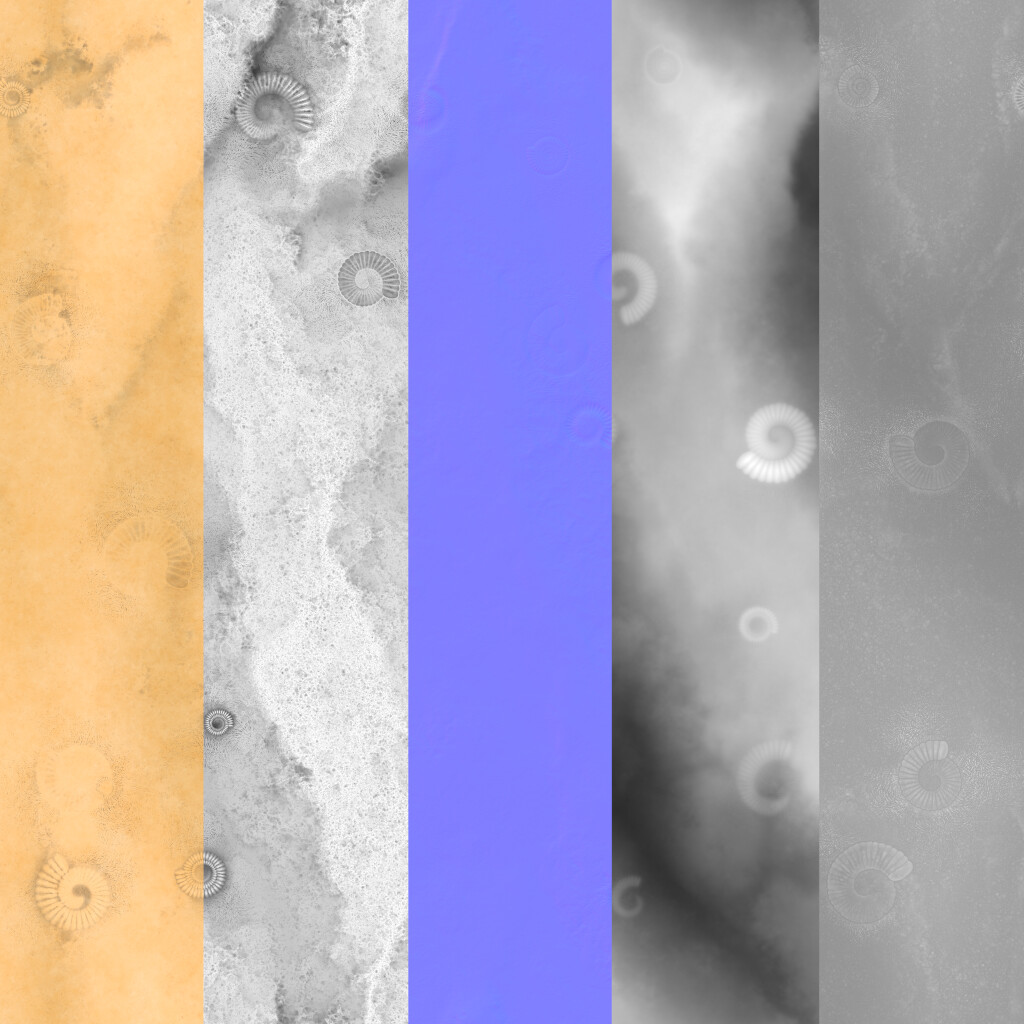 Basecolor, AO, Normal, Height, Roughness