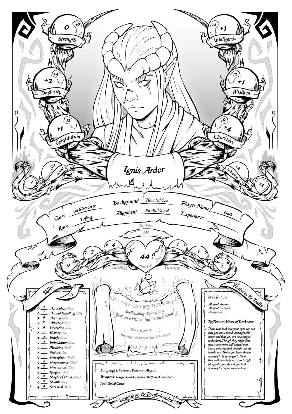 Artstation Custom Dnd Character Sheet Printable A4 Link Liath S