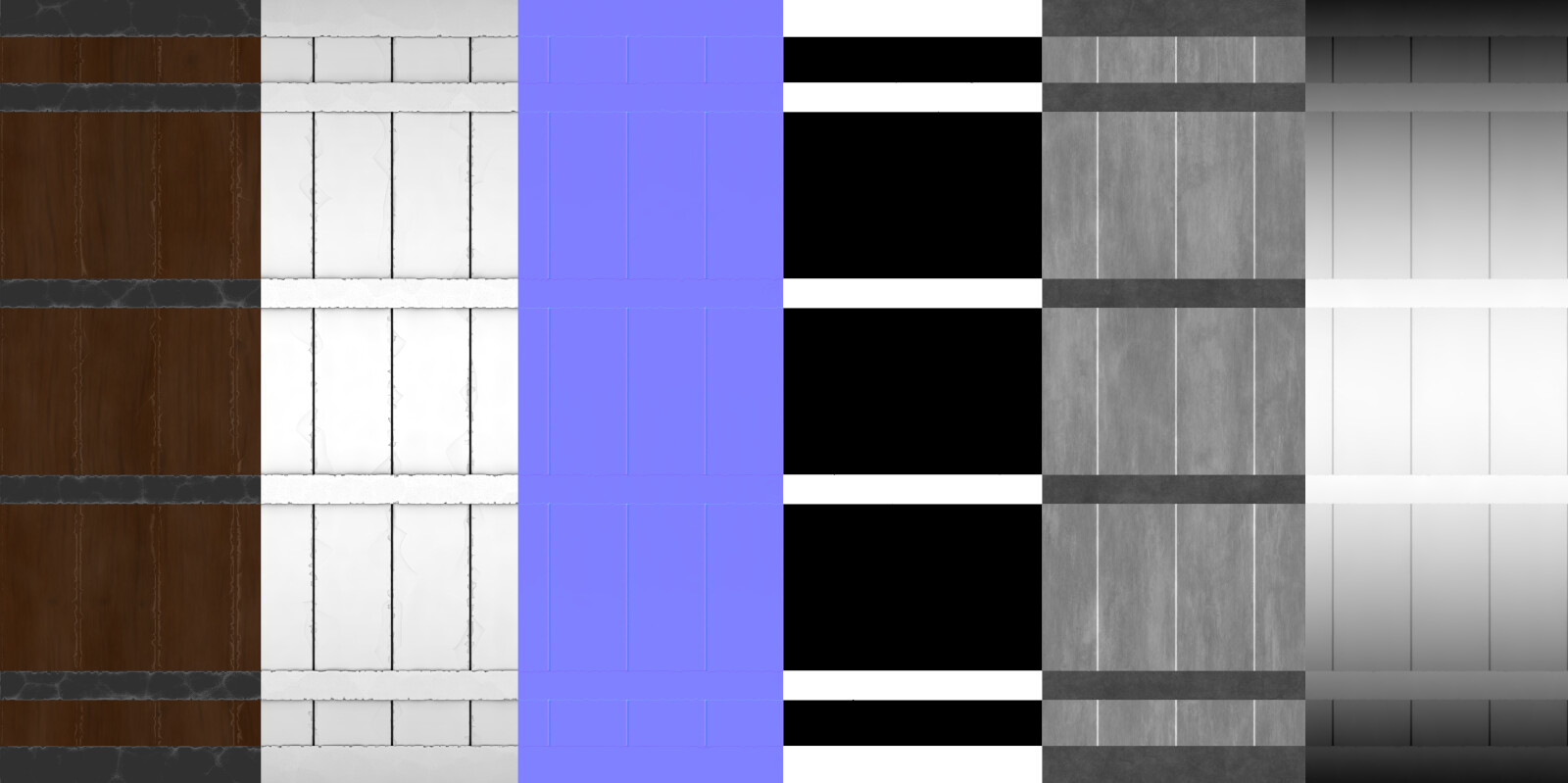 Basecolor, AO, Normal, Metal, Roughness, Height