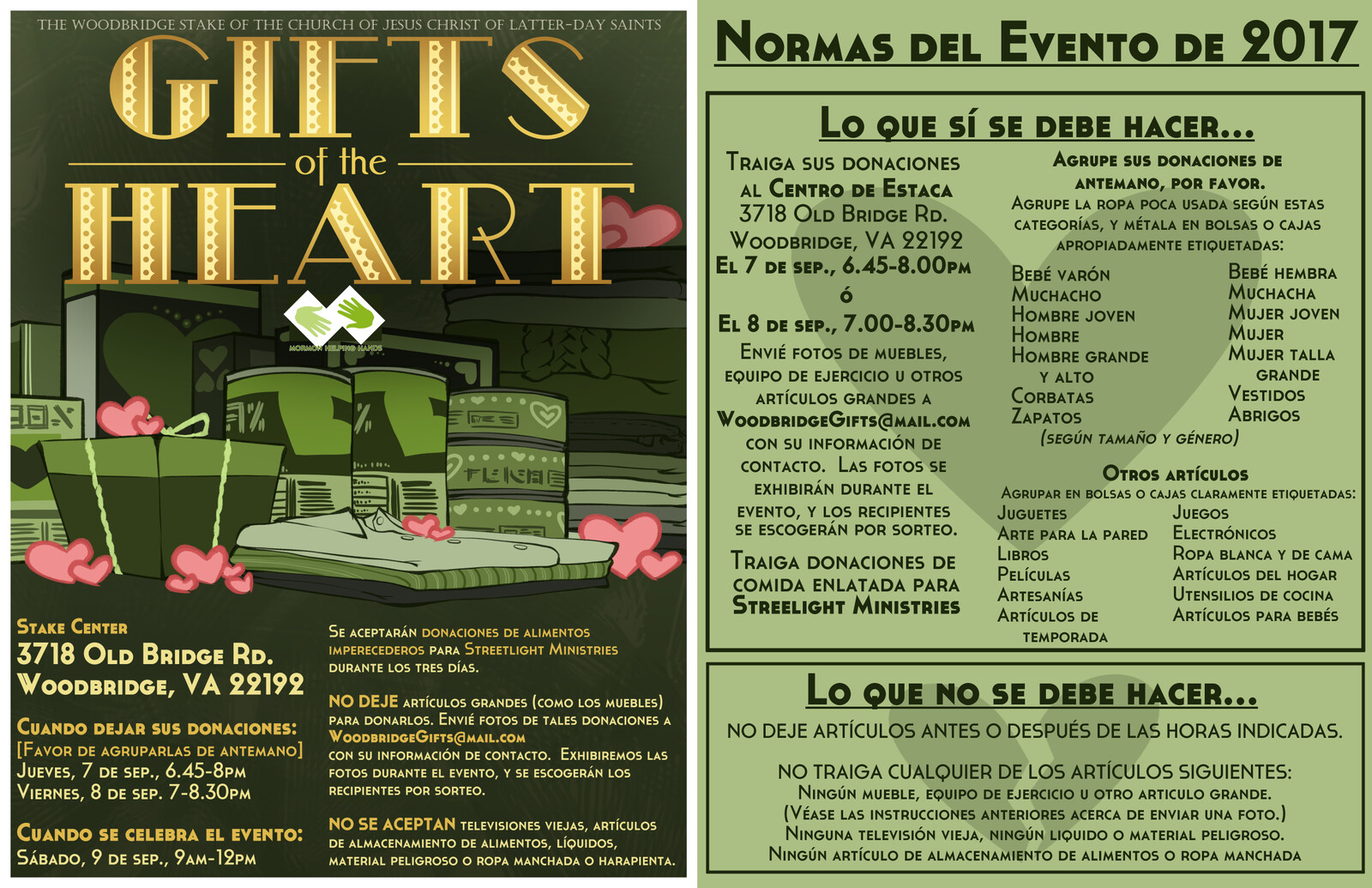 Gifts of the Heart even flier (spanish)