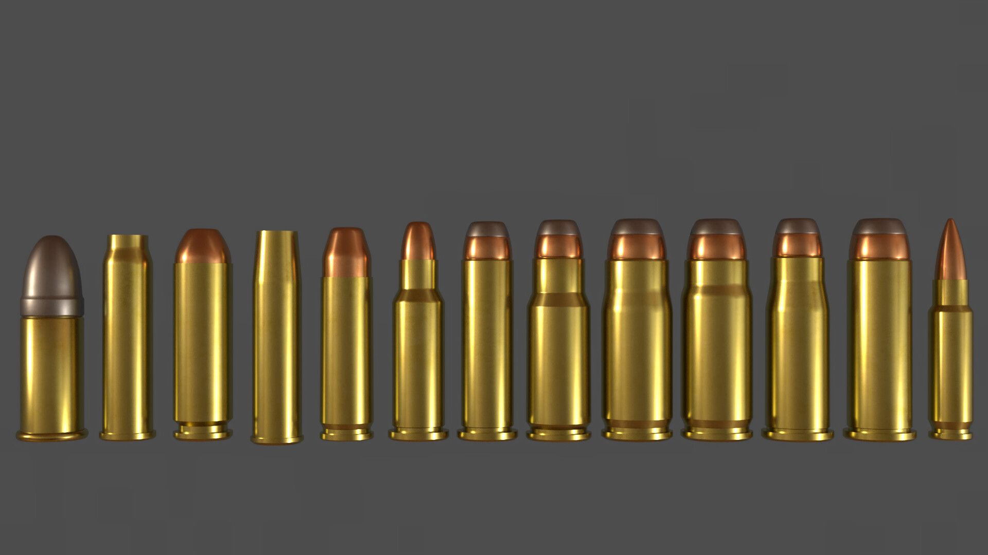 Ammunition Size Comparison (3D) 