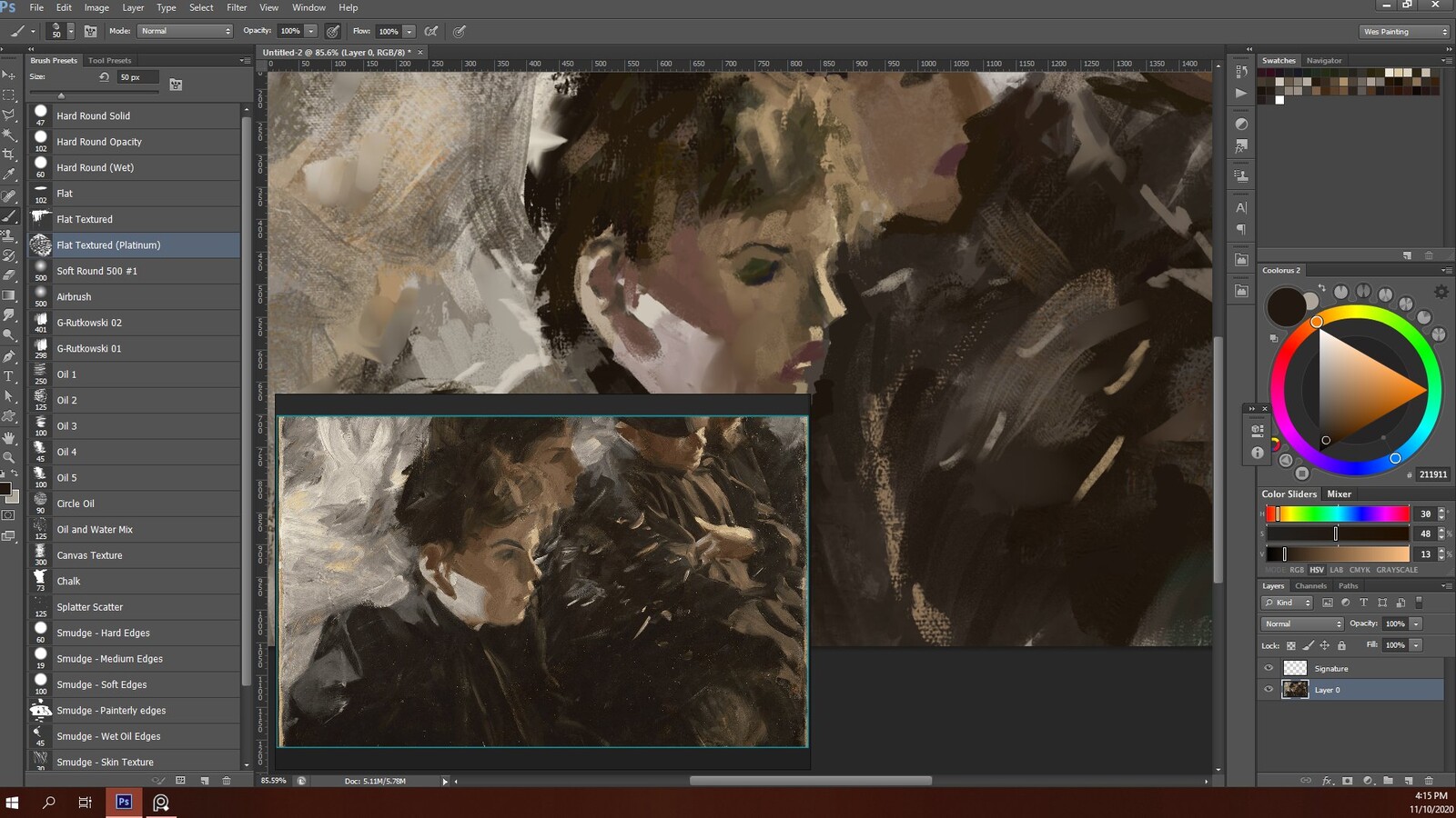 Zorn Study (WIP and palette layout)