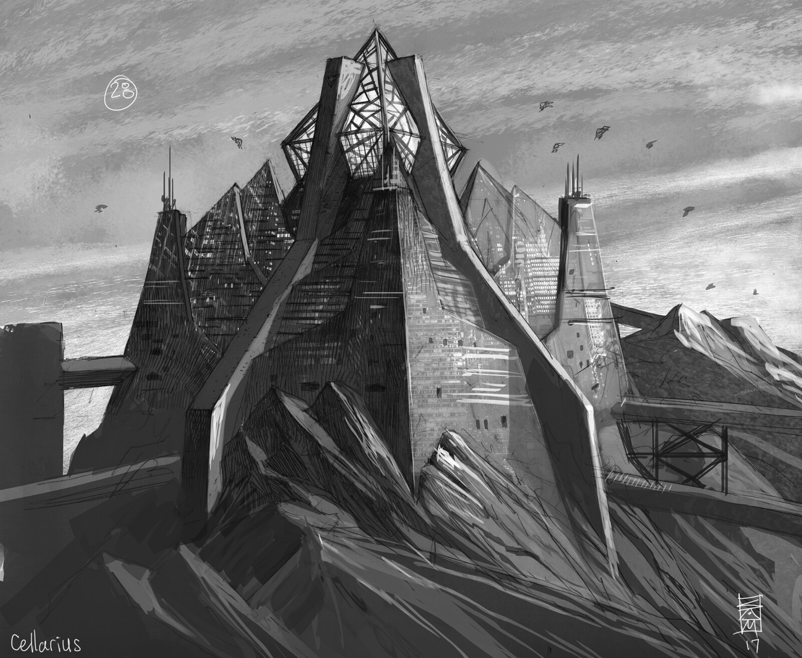 Early development sketch for Cellarius