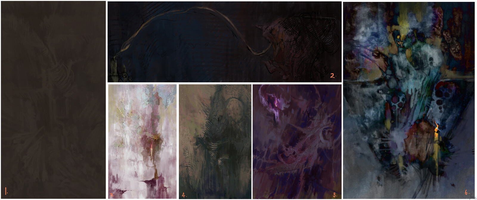 the creature is largely hiding in the shadows before it attacks. So I worked the idea of developing an abstract creature with dark fantasy shapes
