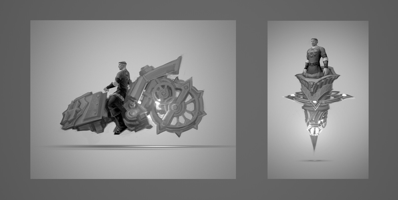 Personal vehicles for travel in the Astral (fantasy version of space in the game) In the aesthetics of the two factions of the game.