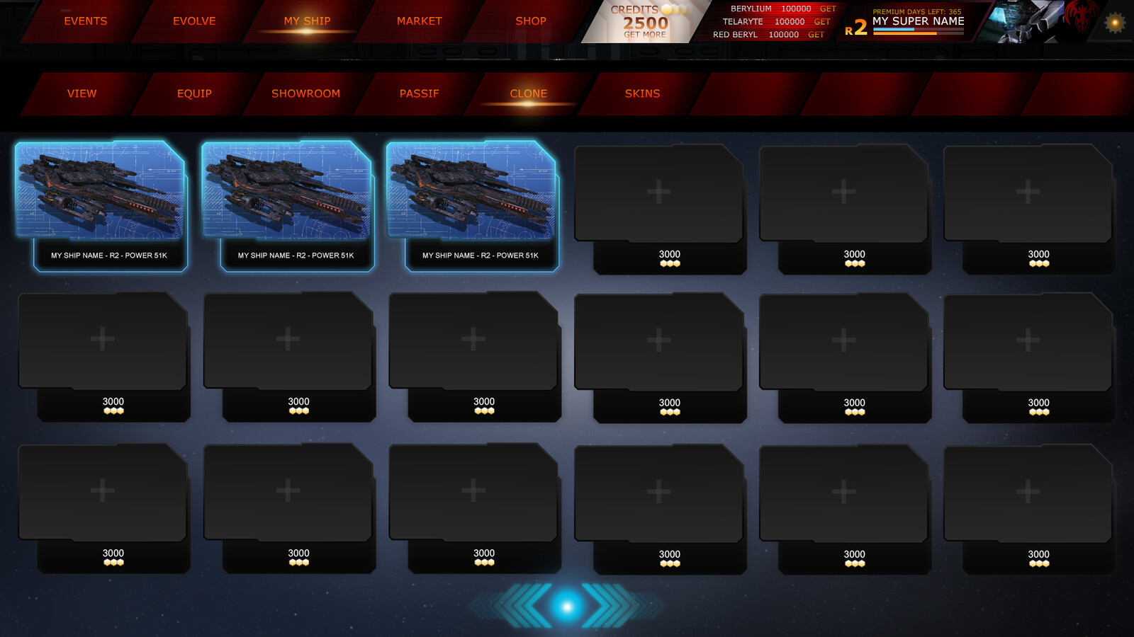 UI #003 Evolve MAIN SHIP Clone 