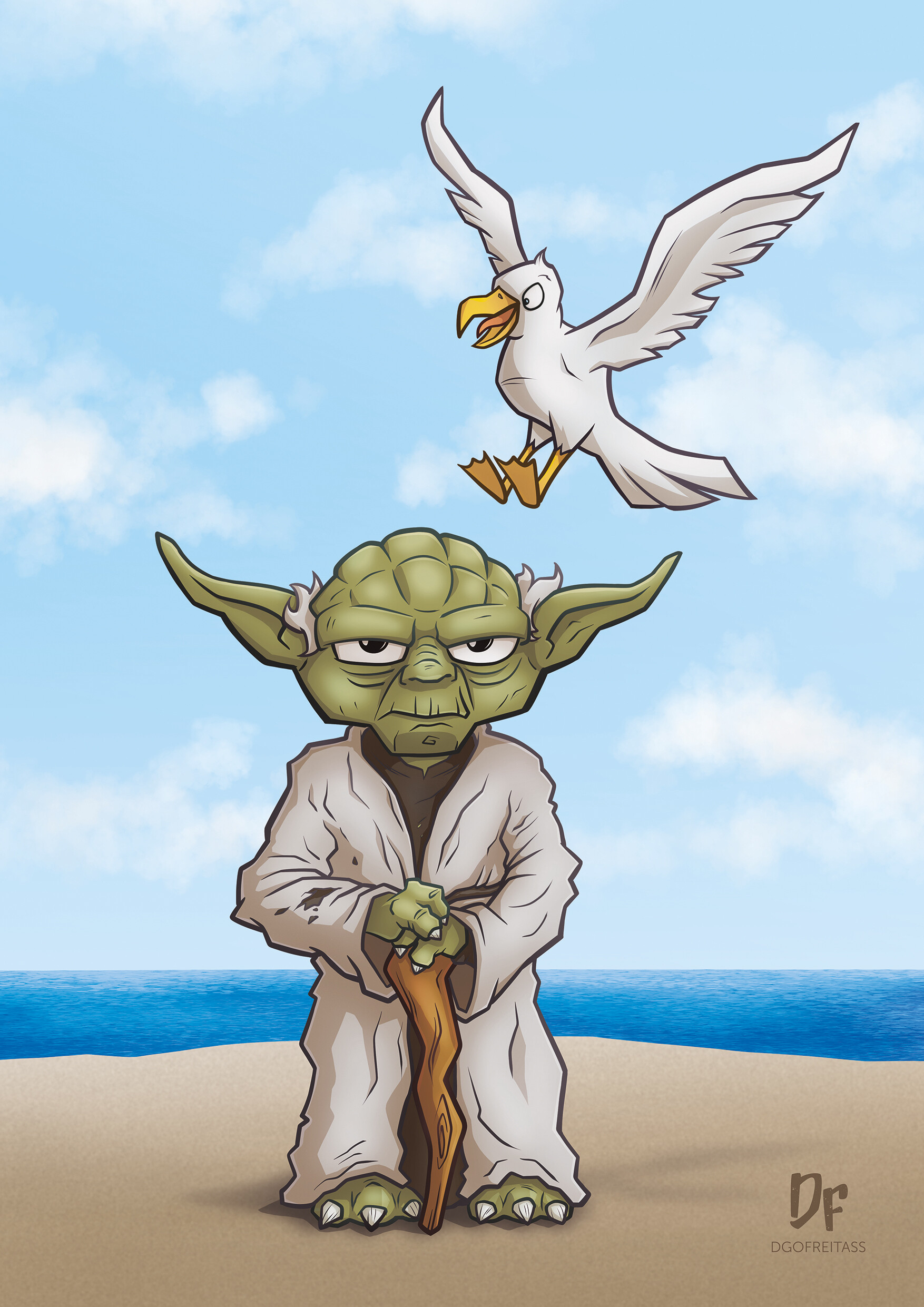 Yoda and shop the seagulls