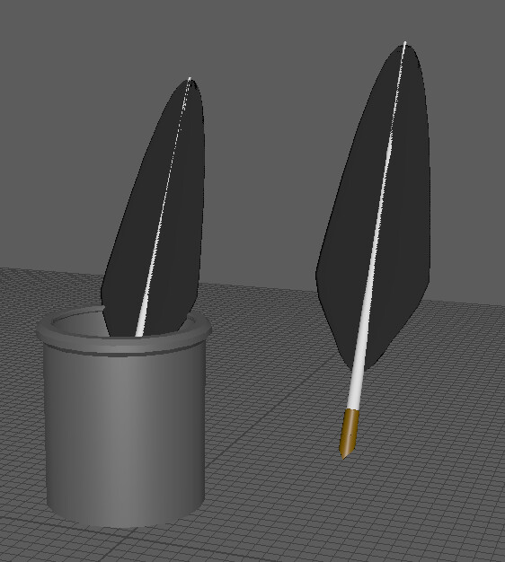 Quill and ink pot