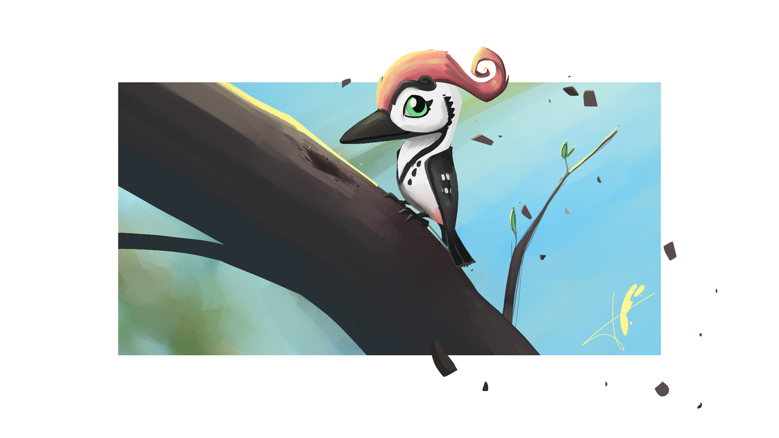 Concept for cute Mr.Woodpecker