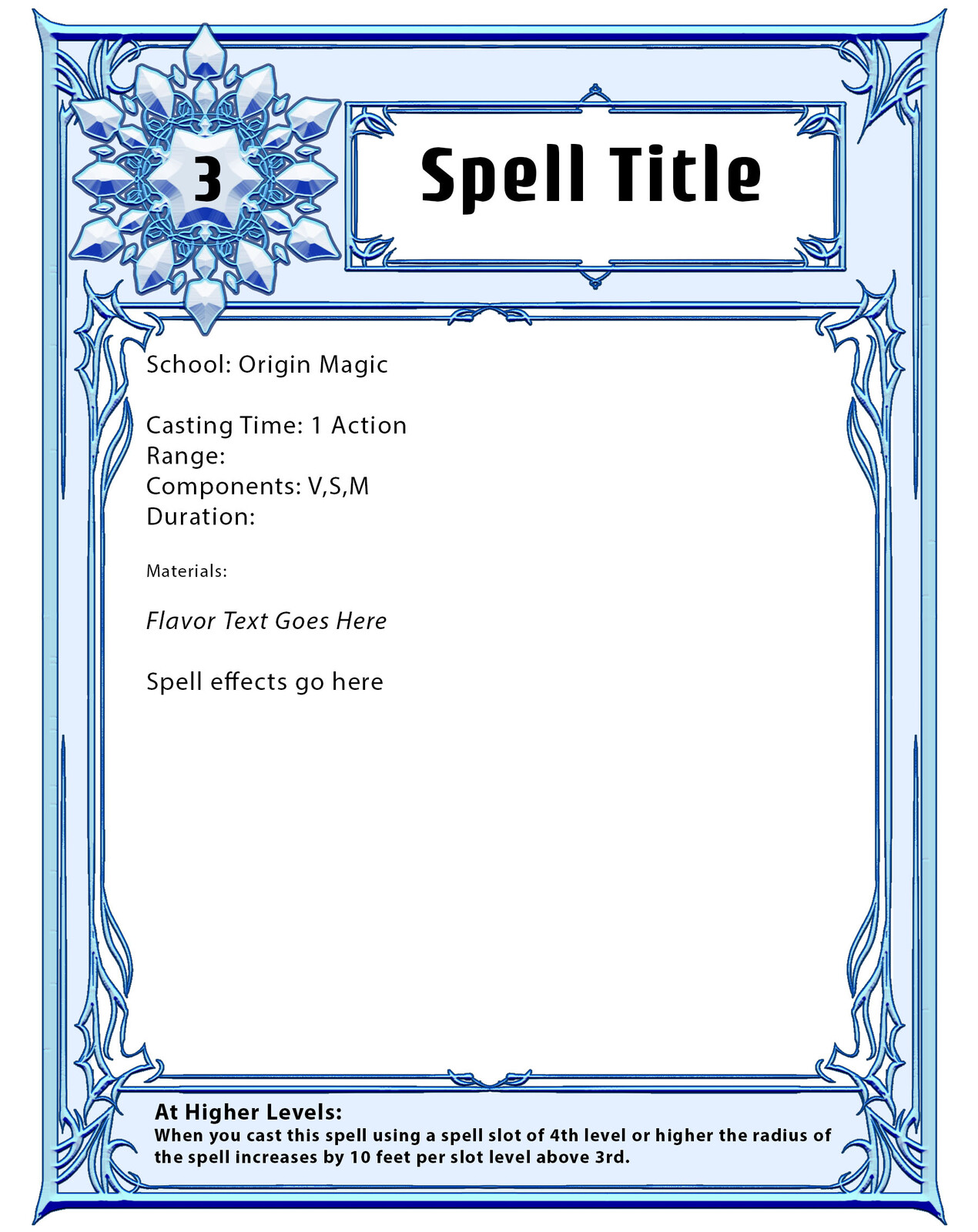 Ice Spell Card, the epitome of Order 