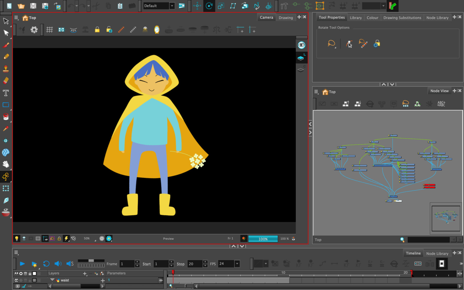 Character rig and nodes in Toonboom Harmony