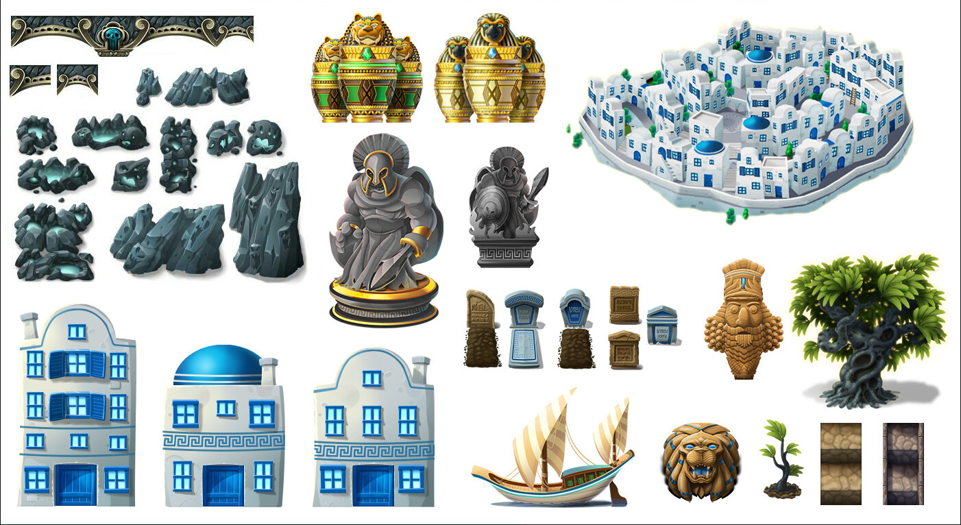 More game assets for the Greek theme.