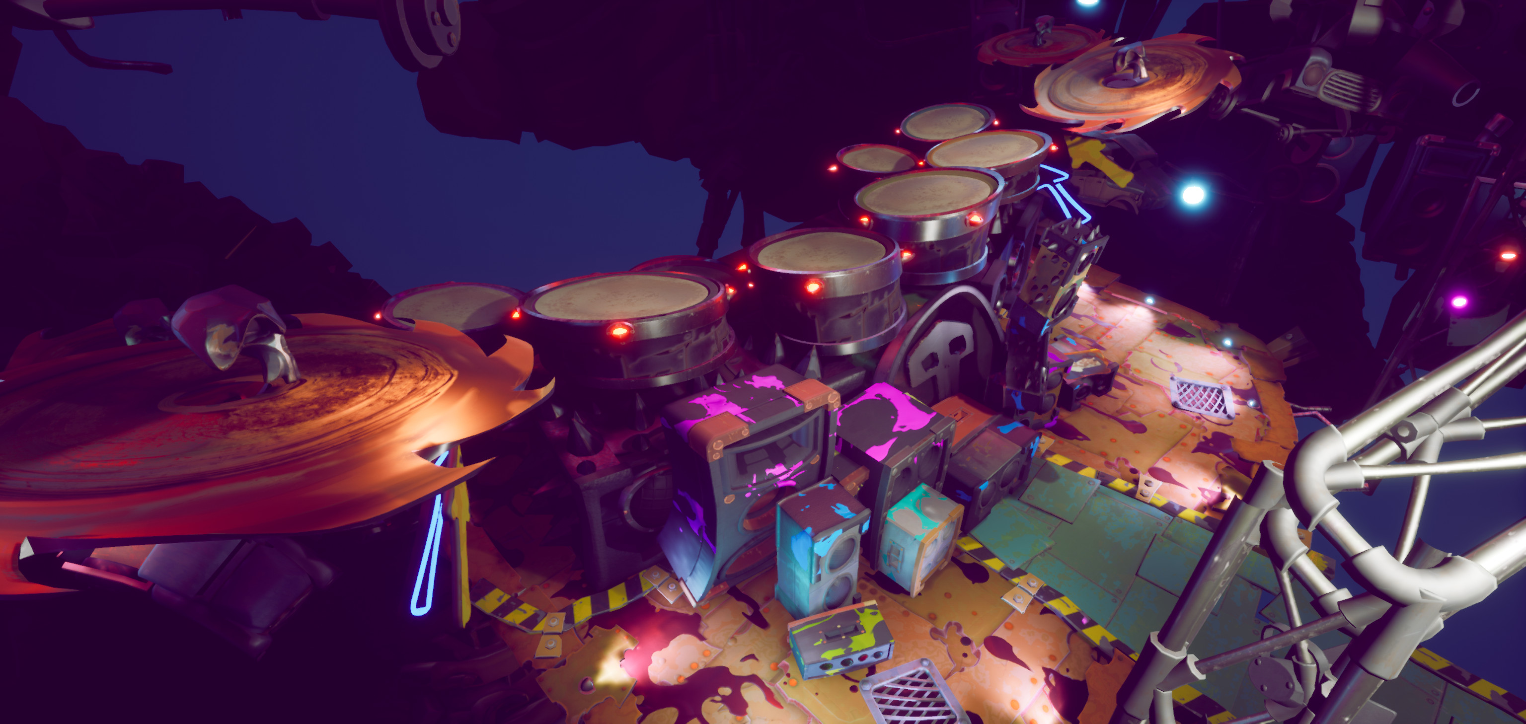 Wasteland boss level - drum set and speakers made by me.