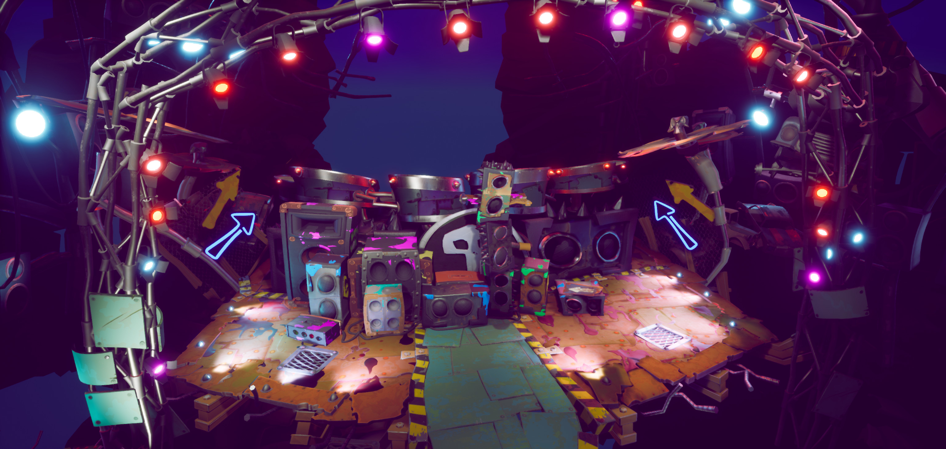 Wasteland boss level - drum set and speakers made by me.