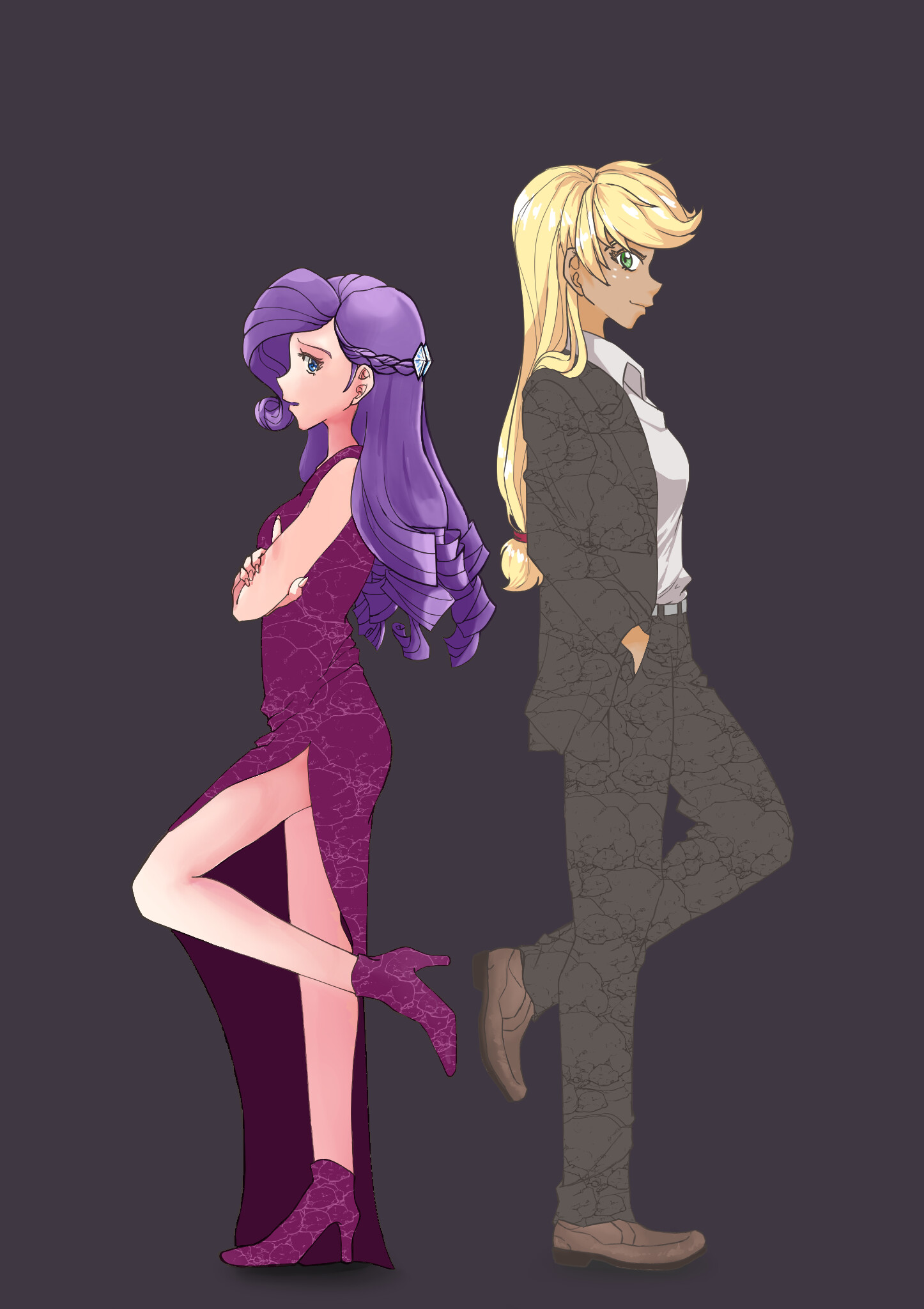 Rarity top and applejack