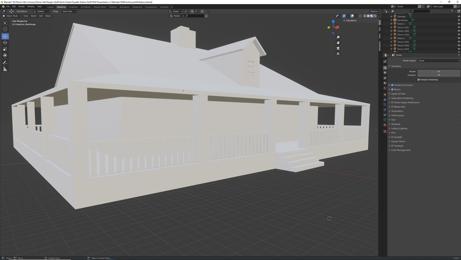The first angle for the TAD Presentation Farmhouse (Whitebox version)