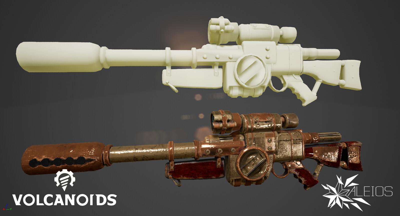 Aleios Studio Steampunk Sniper Rifle Volcanoids Project