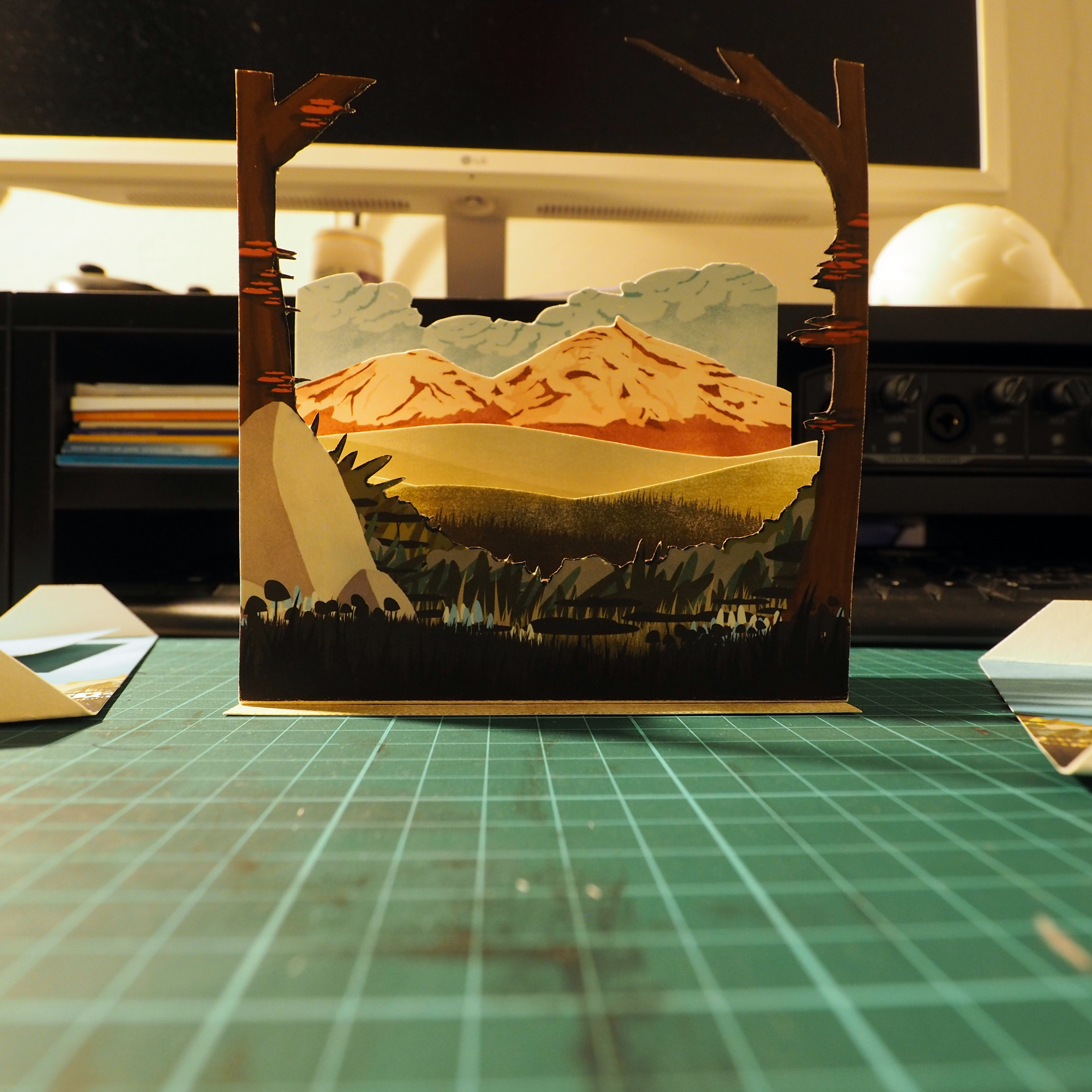 Cutting and assembling the diorama.