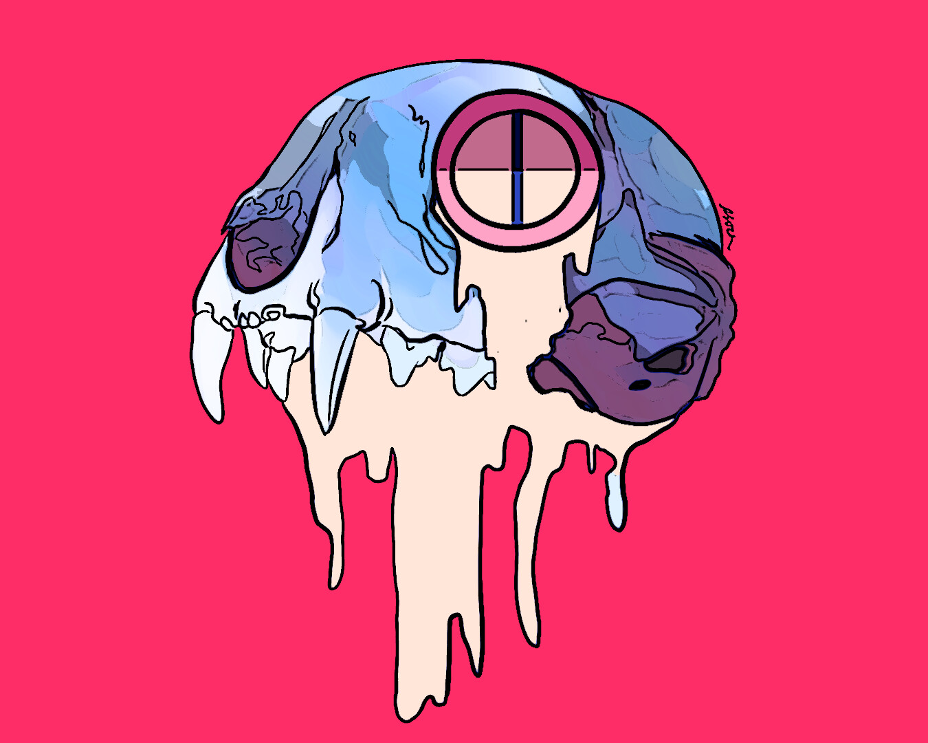 Blue Melting Skull