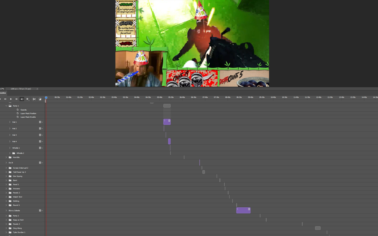 The "Know How to Party" visual effect within Photoshop video editor