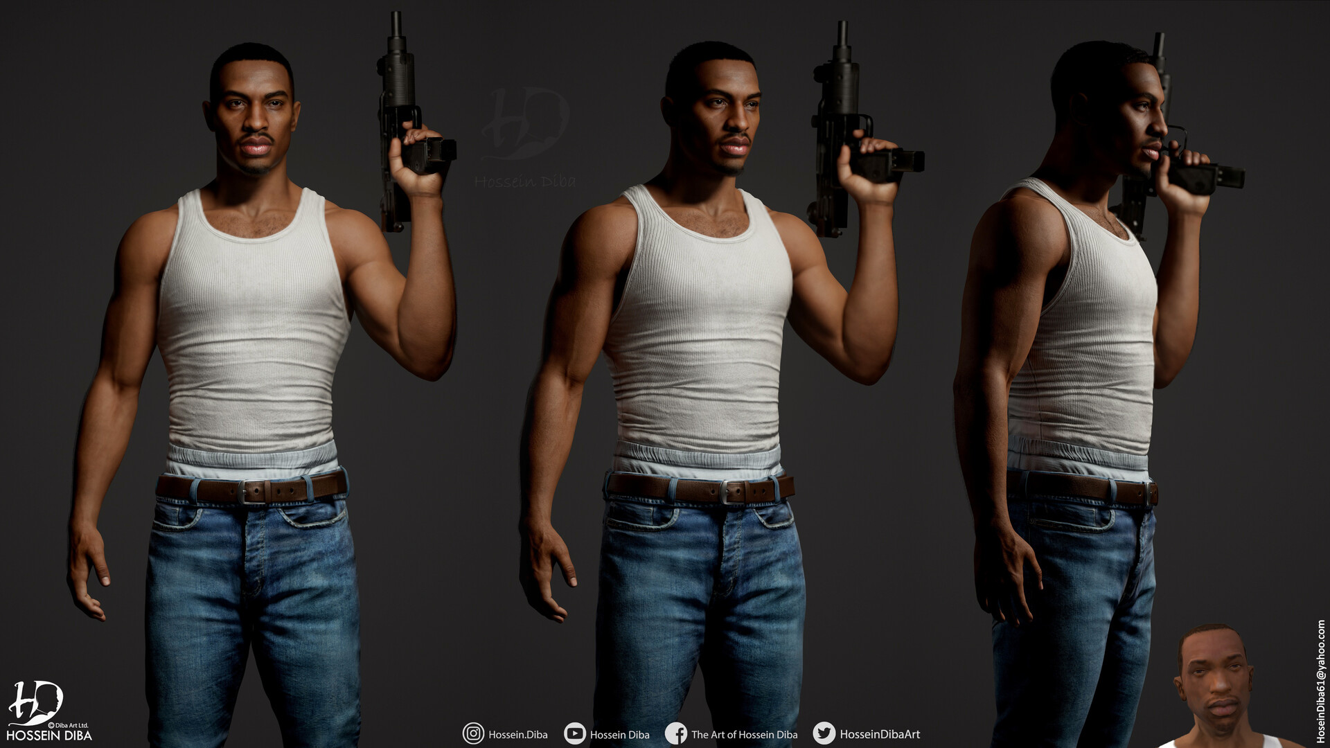 Artstation 3d Model Of Carl Johnson Real Time Hossein Diba