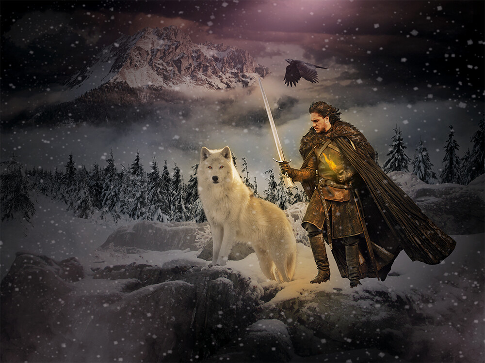 ArtStation Jon Snow, Wolve, Crow Game of Thrones Metek09ArtworkProduction (2019)