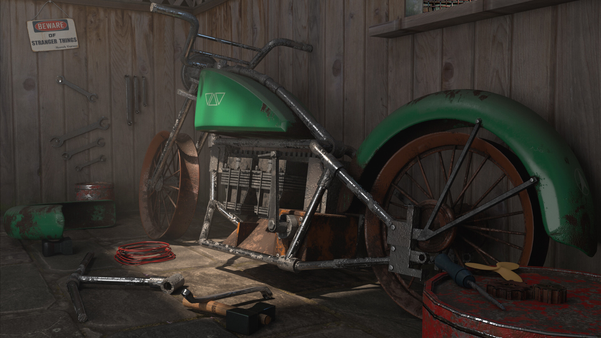 Harsh Verma Old Bike Garage Render