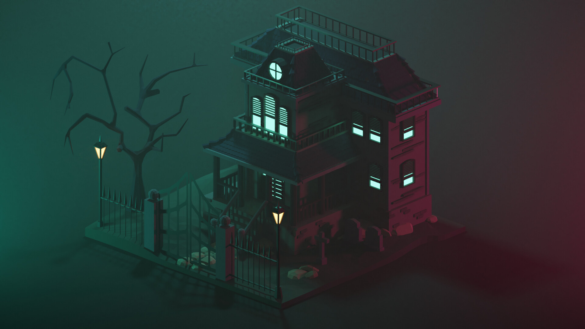 Artstation Low Poly Haunted House