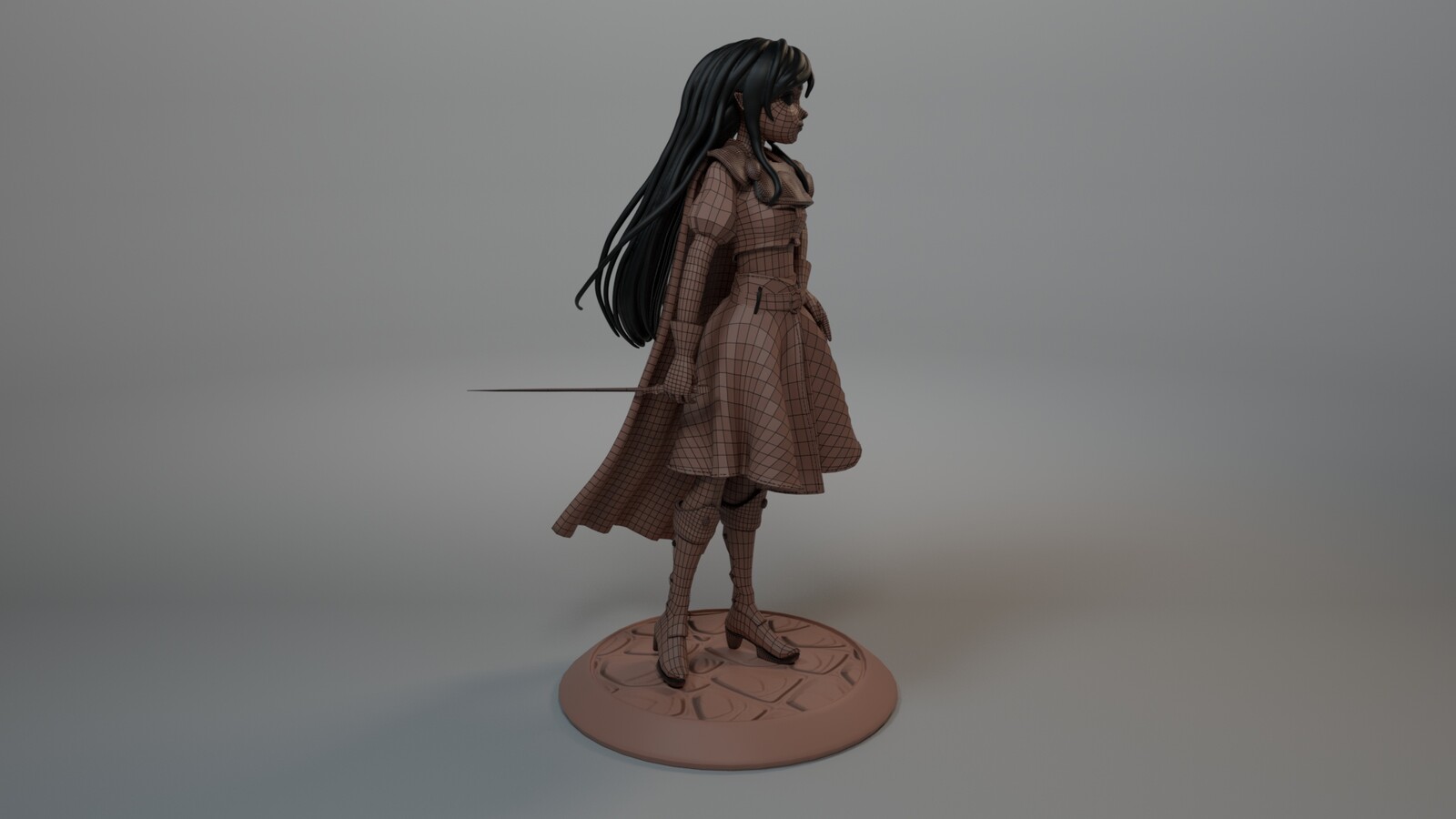 Wireframe #1 with proxy hair mesh