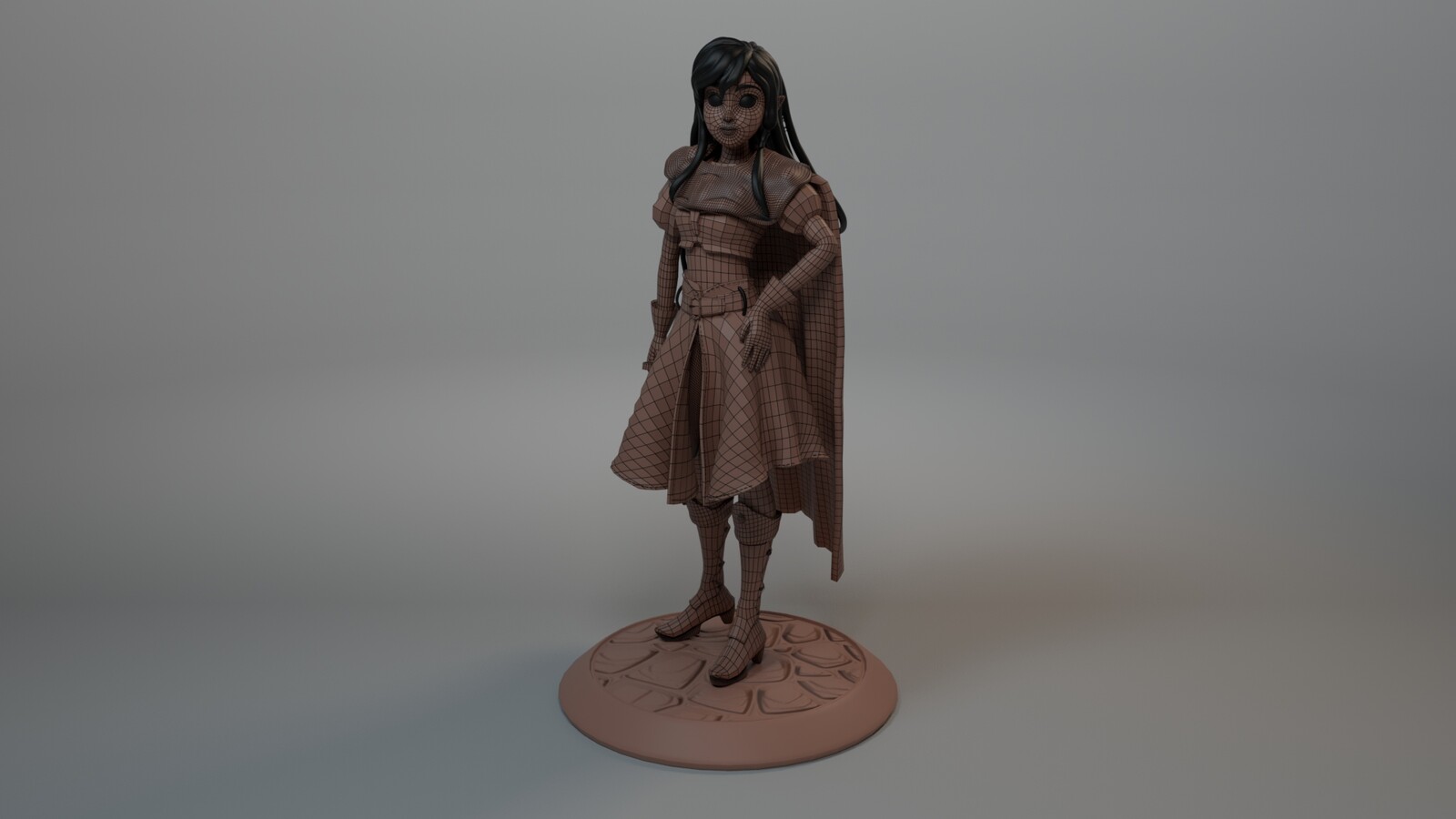 Wireframe #2 with proxy hair mesh