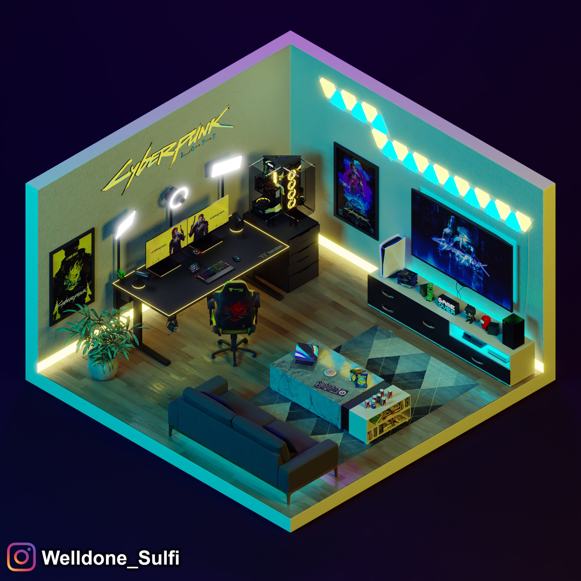 ArtStation - Cyberpunk 2077 Isometric Room